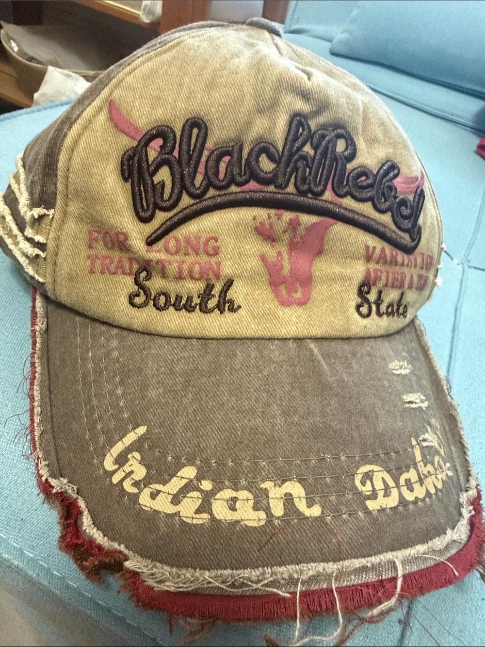 Black Rebel South Distressed Brown Baseball Cap